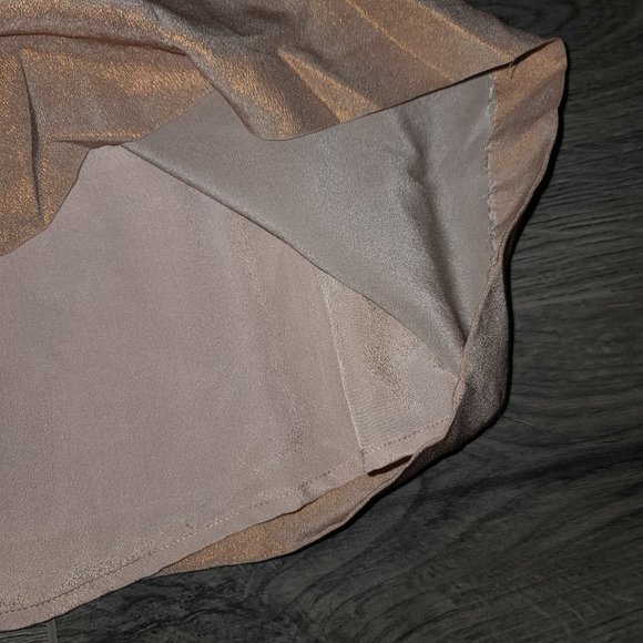 JOIE size S Silk Metallic Peach Shift Mini Dress Cap short sleeve - Picture 4 of 6